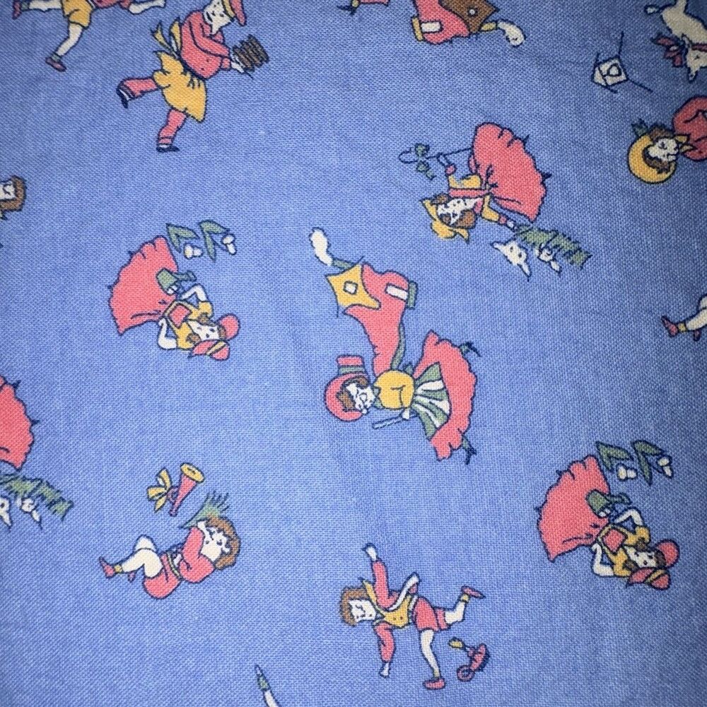 Treasures From The Attic Blue Print Fabric Nursery Rhyme 1 YARD 40" x 42.5"